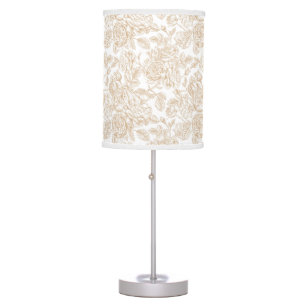 Beige Vintage Rose Flower Pattern Table Lamp