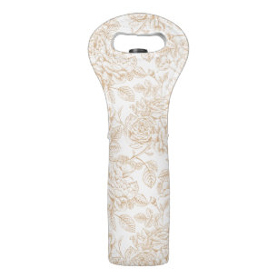 Beige Vintage Rose Flower Pattern Wine Bag