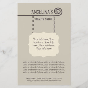 Beige Vintage Signboard Beauty Salon Price List Flyer