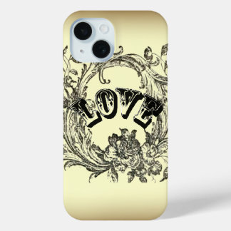 Beige Vintage Tattoo Love Paris Fashion iPhone 15 Case