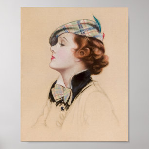 Beige Vintage Woman Portrait Art Print Poster