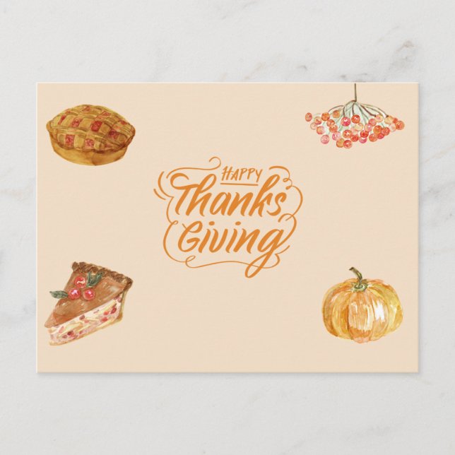 Beige Warm Thanksgiving Holiday Postcard (Front)