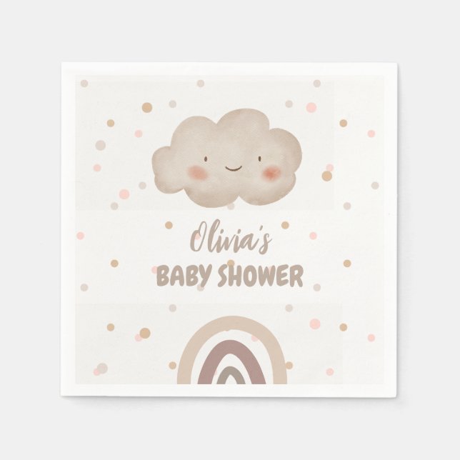 Beige Watercolor Baby Shower Napkins (Front)