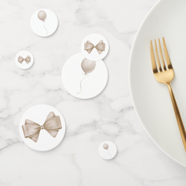 Beige Watercolor Bow & Balloon Confetti (Group)