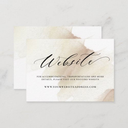 Beige Watercolor Earthy Blooms Wedding Website Enclosure Card