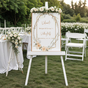 beige Watercolor Florals wedding welcome Foam Board