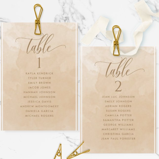 Beige Watercolor Seating Plan Card w/ Guest Names (Creator Uploaded)
