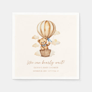 Beige We Can Bearly Wait Minimalist Baby Shower Napkins