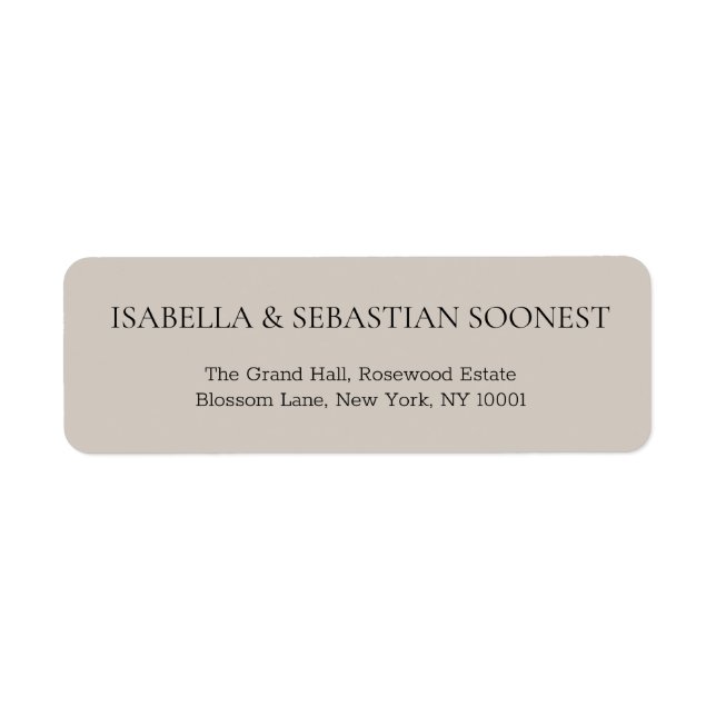 Beige Wedding Address Label (Front)