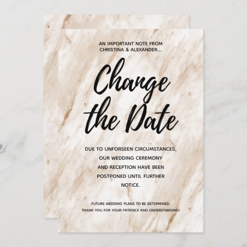 Beige Wedding Change the Date Postponed Cancelled Invitation