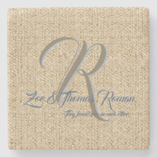 Beige wedding favor personalized coasters