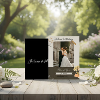 Beige Wedding Invitation with Bride & Groom Photo