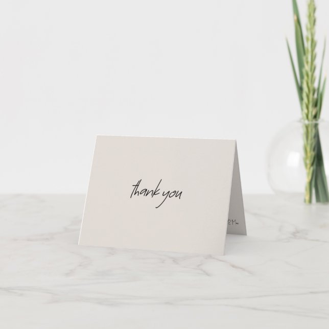  Beige Wedding Message Script Names Letterpress Thank You Card (Front)
