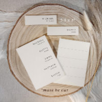Beige Wedding Name Tags for Menus 3.5x1 Slim Cards