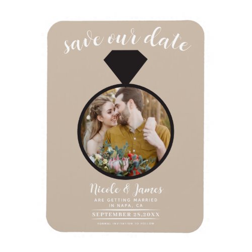 Beige Wedding Ring Photo Save the Date Magnet
