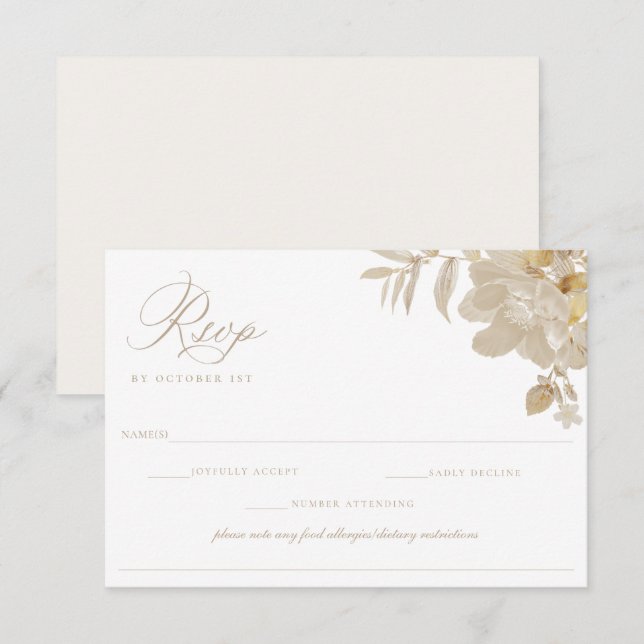 Beige Wedding RSVP Food Allergy Diet Restriction (Front/Back)
