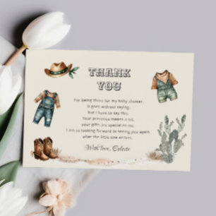 Beige Western Cowboy Baby Shower Thank You Card