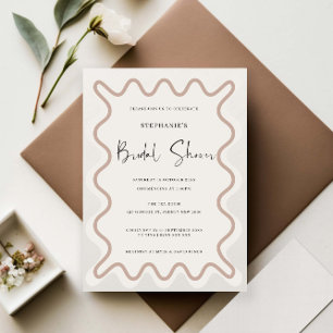 Beige White Border Bridal Shower Invitation