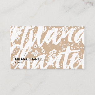Beige White Daisy Modern Hippie Flower Florist Business Card