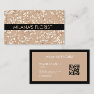 Beige White Daisy Modern Hippie Flower Florist  Business Card