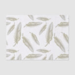 Beige White Feathers Pattern Tissue Paper