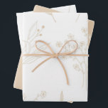 Beige White Floral Boho Wedding Wrapping Paper Sheets<br><div class="desc">Beige White Floral Boho Wedding Wrapping Paper Sheet</div>