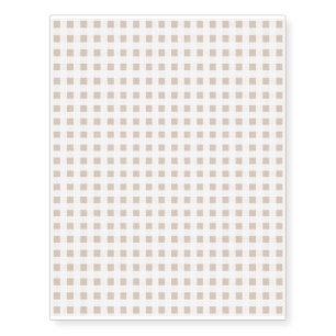 Beige White Gingham Pattern Temporary Tattoos