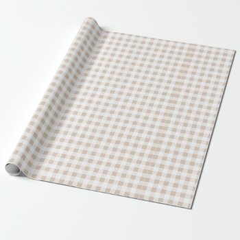 Beige White Gingham Pattern Wrapping Paper by GraphicsByMimi at Zazzle