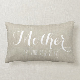 Beige White Linen Personalized Mother's Day Gift Lumbar Pillow