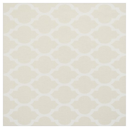 Beige, White Moroccan Quatrefoil Pattern #4 Fabric