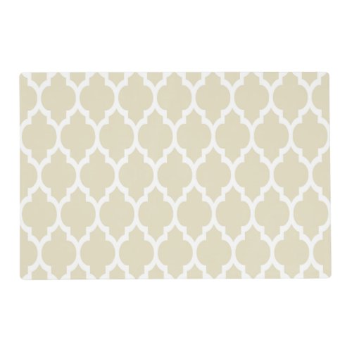 Beige White Moroccan Quatrefoil Pattern 4 Placemat