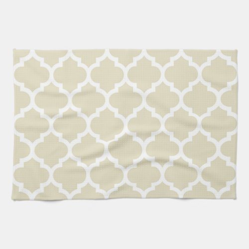 Beige White Moroccan Quatrefoil Pattern 5 Towel