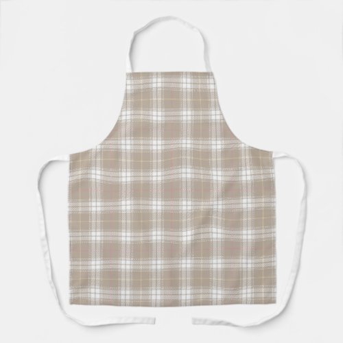 Beige White Pink Tartan Plaid Pattern Rustic  Apron