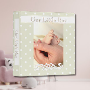 Beige-White Polka-Dots•Baby Album 3 Ring Binder