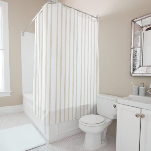 Beige  White Stripe Shower Curtain