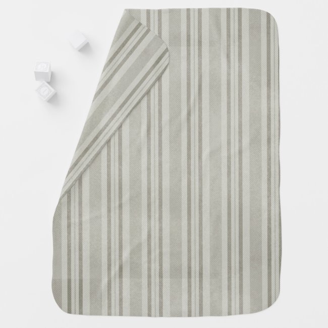 Beige White Striped Faux Linen Baby Blanket
