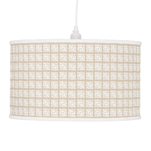 Beige white tribal geometric patterned shade ceiling lamp
