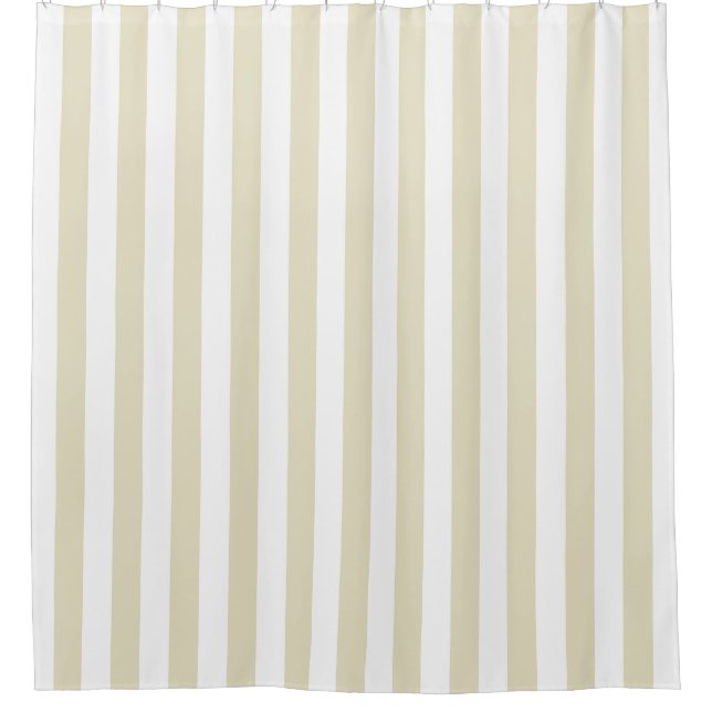 Beige White Vertical Stripe NL #0 Shower Curtain (Front)