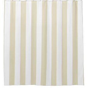 Beige White Vertical Stripe NL #1 Shower Curtain