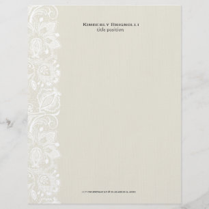 Beige & White Vintage Floral Lace 2 Letterhead