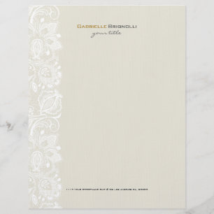 Beige & White Vintage Floral Lace Letterhead