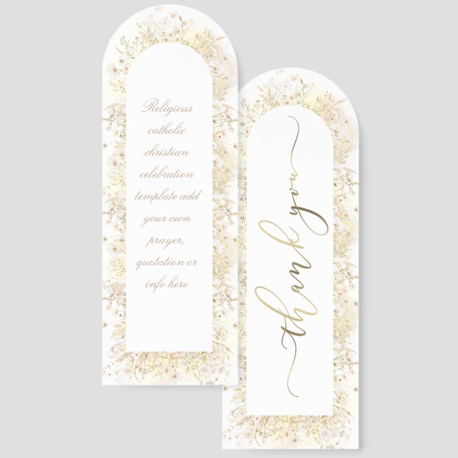 beige white yellow flowers frame bookmarks (Front & Back)