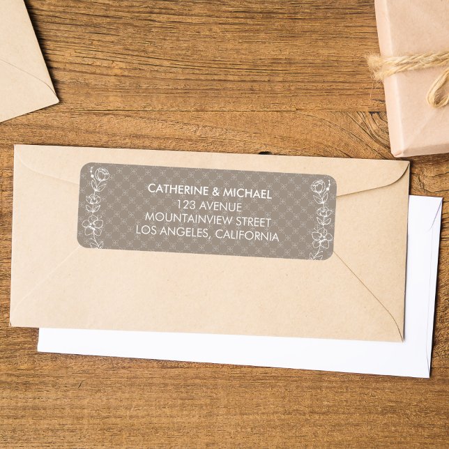 Beige Wildflower Bohemian Wedding  Label (Creator Uploaded)
