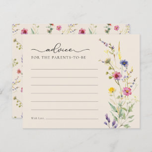 Beige Wildflower Floral Baby Shower Advice Card