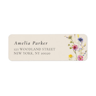 Beige Wildflower Spring Floral Return Address Label