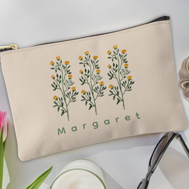 Beige Wildflowers Elegance Boho Trendy Accessory Pouch (Creator Uploaded)