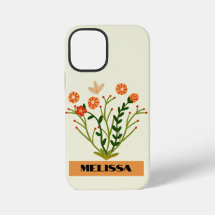 Beige Wildflowers Minimal Black Modern Typography iPhone 12 Mini Case
