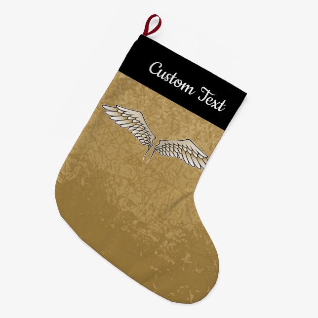 Beige Wings Christmas Stocking (Front (Hanging))