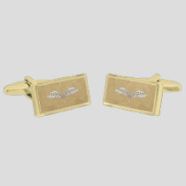 Beige wings gold cufflinks