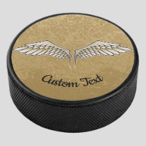 Beige Wings Hockey Puck